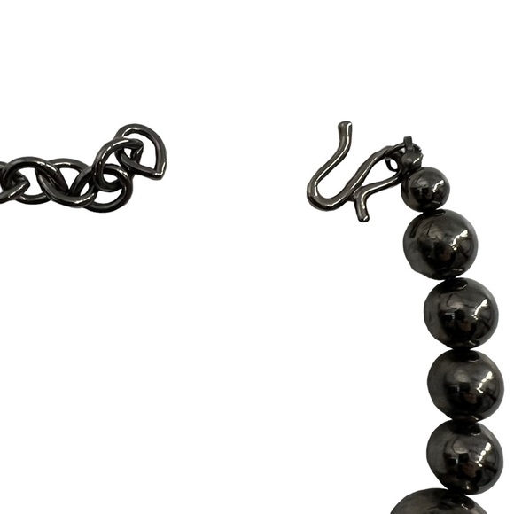 Chunky Pewter Weighted Large Beaded Necklace - Picture 5 of 8